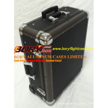 Black Cheap Aluminum Cosmetic Train Kit Case with Wheel